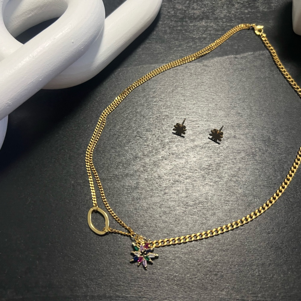 STAinless nickel steel women's chain and earrings